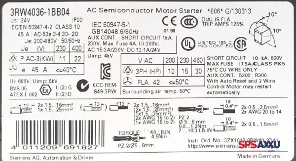 Siemens Sirius Sanftstarter Softstarter AC Semiconductor Motor Starter 3RW4036-1BB04 – Bild 5