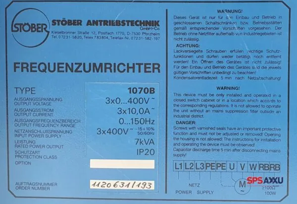 STÖBER FDS 1070B Frequenzumrichter Posidrive Umrichter 7kVA – Bild 4