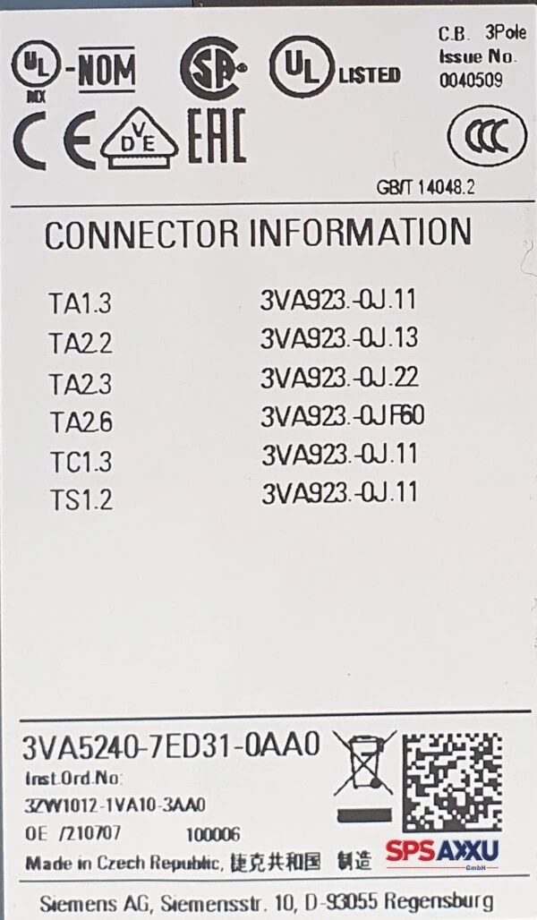 SIEMENS 3VA5240-7ED31-0AA0 Kompaktleistungsschalter – Bild 5