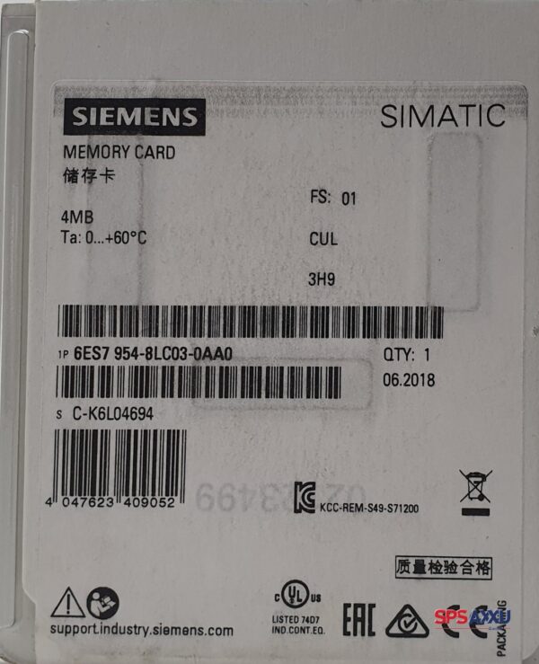 SIEMENS Simatic 6ES7 954-8LC03-0AA0 6ES7954-8LC03-0AA0 MEMORY CARD 4MB – Bild 3