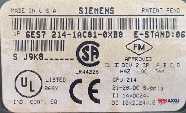 SIEMENS Simatic S7 CPU 214 6ES7 214-1AC01-0XB0 6ES7214-1AC01-0XB0 – Bild 3