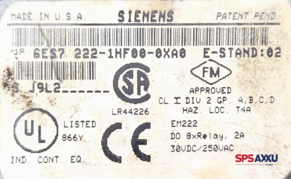 SIEMENS M222 Digital Output Module   6ES7 222-1HF00-0XA0   6ES7222-1HF00-0XA0 – Bild 2