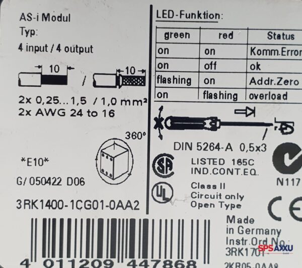 SIEMENS 3RK1400-1CG01-0AA2 AS-i Modul  3RK1 400-1CG01-0AA2 – Bild 2