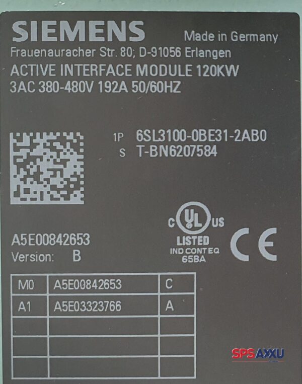 SIEMENS Sinamics Active Interface Module  120KW  6SL3100-0BE31-2AB0 6SL3 100-0BE31-2AB0 – Bild 2