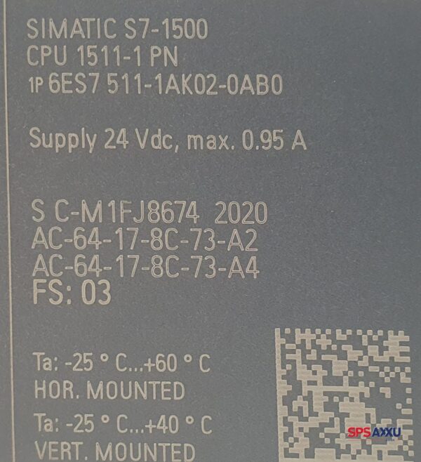 SIEMENS Simatic S7 CPU 1511-1PN 6ES7 511-1AK02-0AB0 6ES7511-1AK02-0AB0 – Bild 2