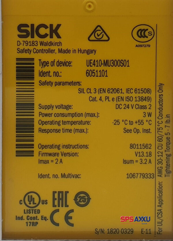 SICK Safety Relais Controller Sicherheitsrelais  UE410-MU300S01  V13.18 – Bild 3