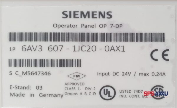 SIEMENS Operator Panel OP7-DP 6AV3 607-1JC20-0AX1 6AV3607-1JC20-0AX1 – Bild 5