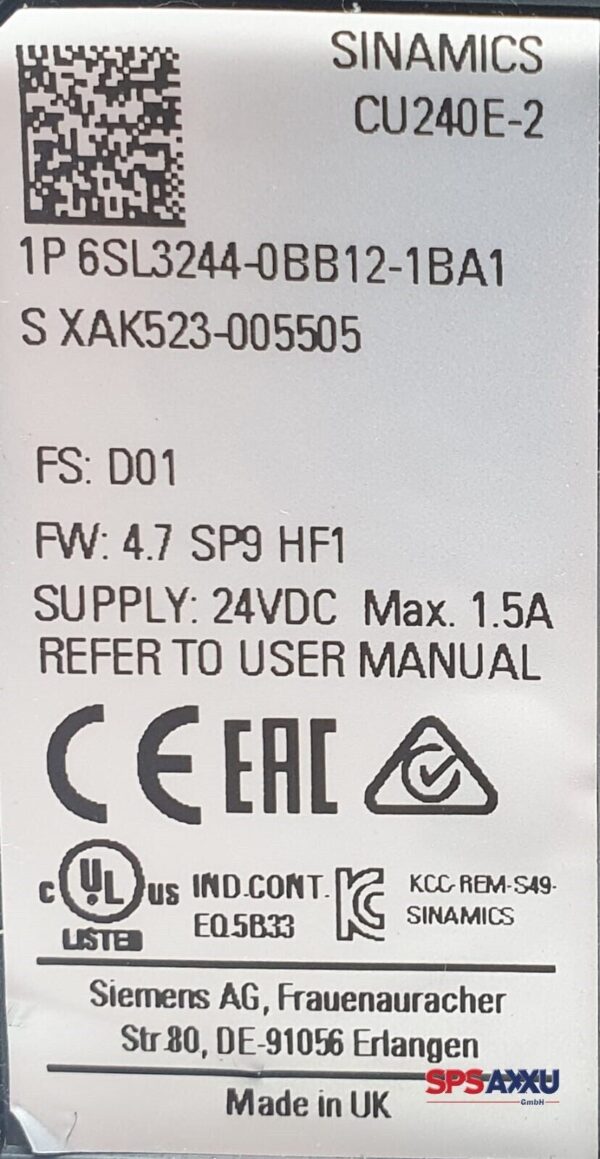 SIEMENS SINAMICS Control Unit CU240E-2 6SL3244-0BB12-1BA1  6SL 3244-0BB12-1BA1 – Bild 5