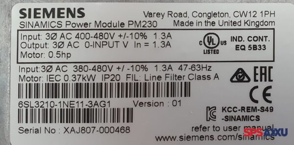 SIEMENS Sinamics Power Module PM230 6SL3210-1NE11-3AG1   6SL3 210-1NE11-3AG1 V:1 – Bild 6