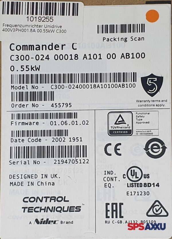 CONTROL TECHNIQUES Commander C Nidec C300-024 00018 A101 00 AB100 0.55kW – Bild 3
