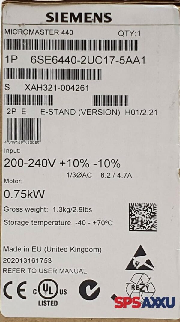 SIEMENS Micromaster 440 6SE6440-2UC17-5AA1 Frequenzumrichter Inverter 0,75kW – Bild 4