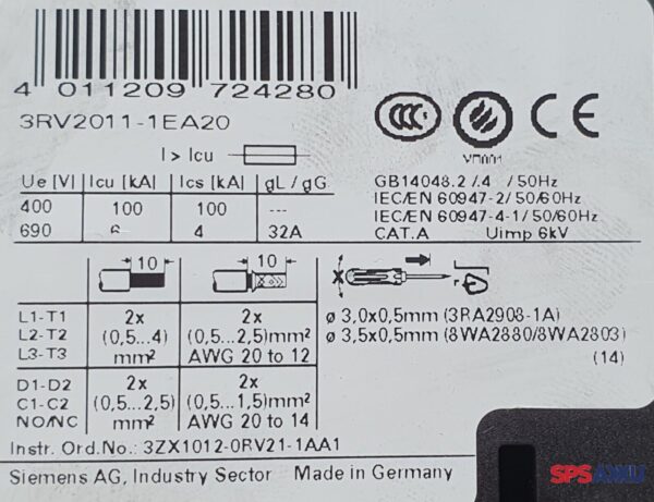 SIEMENS SIRIUS Leistungsschalter 3RV2011-1EA20  3RV2 011-1EA20 E:01 – Bild 6