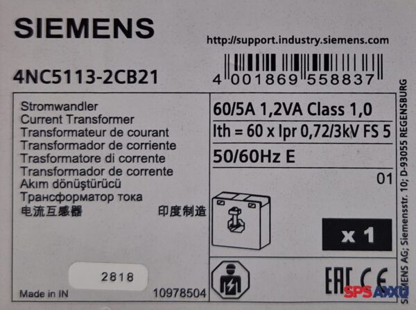 SIEMENS   Stromwandler   4NC5113-2CB21   4NC5 113-2CB21 – Bild 3