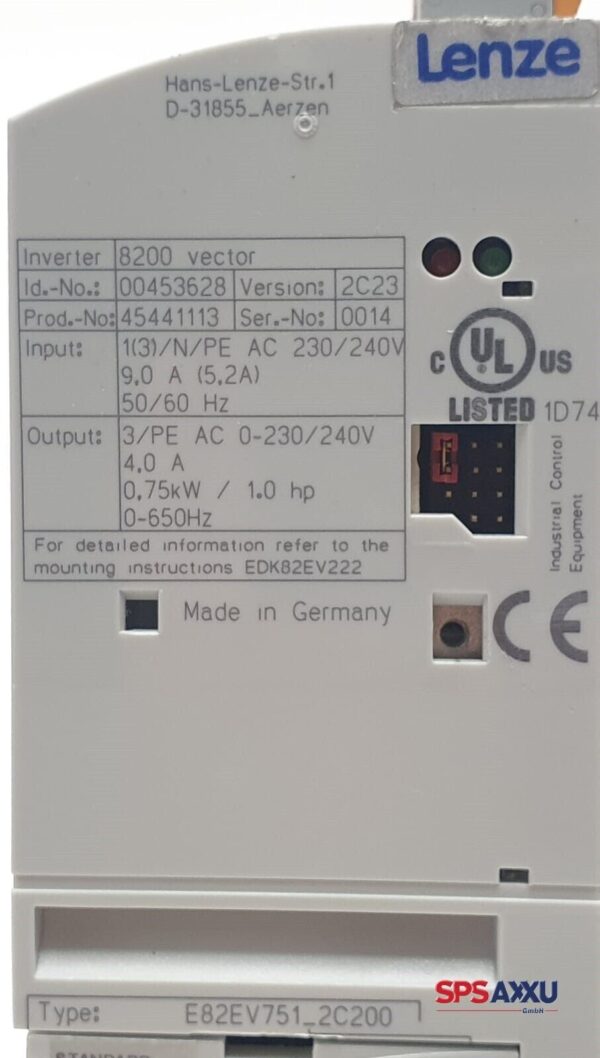 Lenze 8200 vector Frequenzumrichter E82EV751_2C200 82EV751K2C200 Inverter 0,75kW – Bild 5