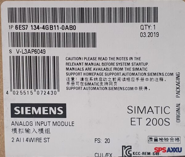 SIEMENS Simatic ET200S Analog Input 6ES7134-4GB11-0AB0 6ES7 134-4GB11-0AB0 FS:20 – Bild 3