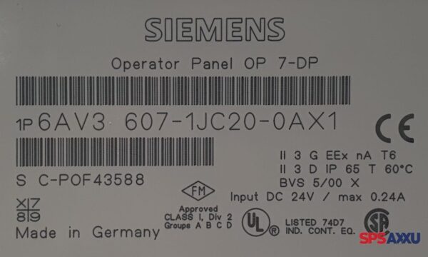 SIEMENS Simatic Operator Panel OP 7-DP 6AV3 607-1JC20-0AX1  6AV3607-1JC20-0A E:6 – Bild 6