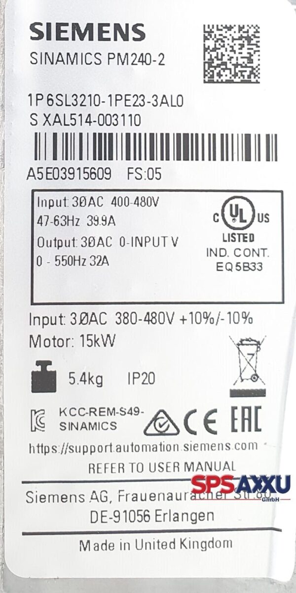 SIEMENS Sinamics Power Module PM240-2  6SL3210-1PE23-3AL0  6SL3244-0BB13-1FA0 – Bild 6