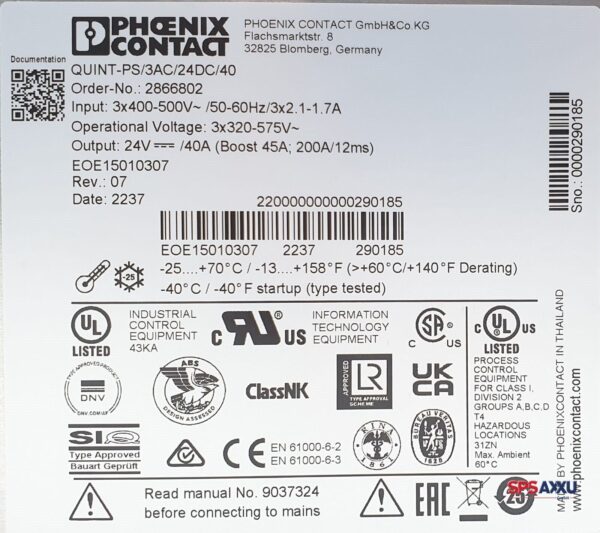 Phoenix Contact QUINT-PS/3AC/24DC/40 Stromversorgung / Netzteil  REV.07 – Bild 6