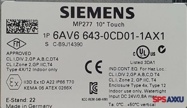 SIEMENS Simatic MP277 10" Touch 6AV6 643-0CD01-1AX1 //  6AV6643-0CD01-1AX1  E-22 – Bild 6