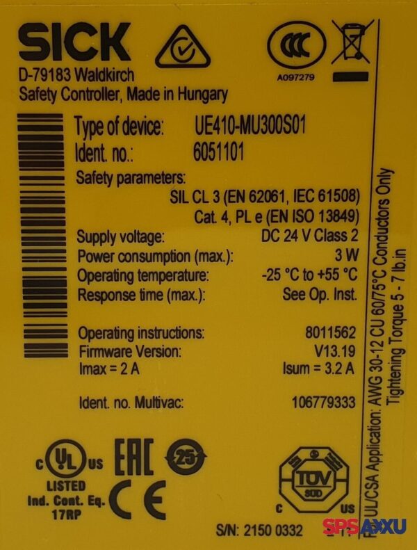 SICK Safety Controller Sicherheitsrelais  UE410-MU300S01  V13.19 – Bild 5