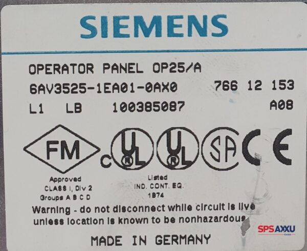 SIEMENS Operator Panel Coros OP 25/A 6AV3525-1EA01-0AX0  6AV3 525-1EA01-0AX0 A08 – Bild 6