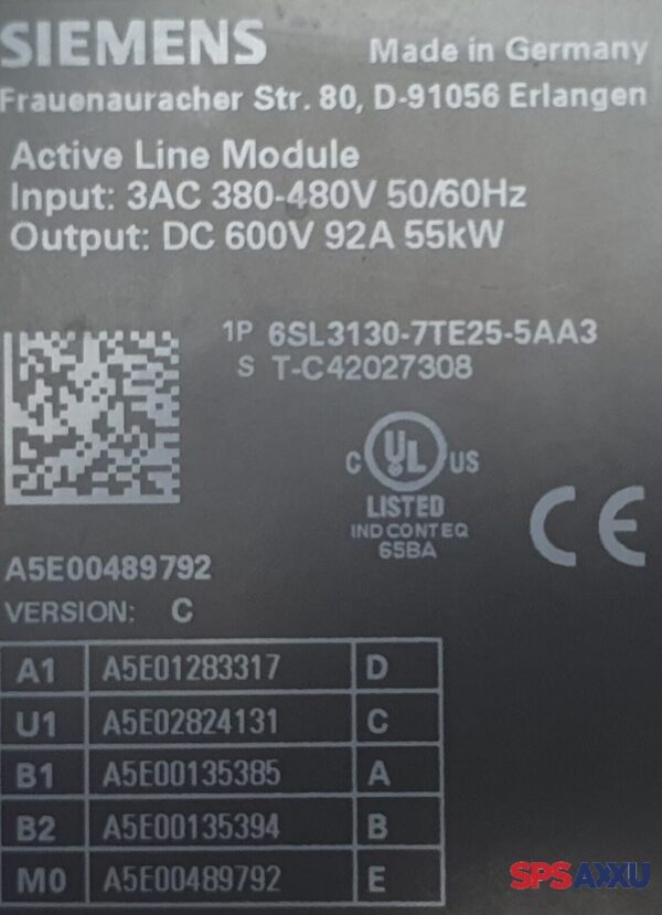 SIEMENS Sinamics Active Line Module 6SL3130-7TE25-5AA3 6SL3 130-7TE25-5AA3 V: C – Bild 5