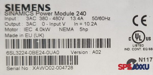 SIEMENS Sinamics Power Modul 240  6SL3224-0BE23-0UA0  6SL3 224-0BE23-0UA0 4,0kW – Bild 5