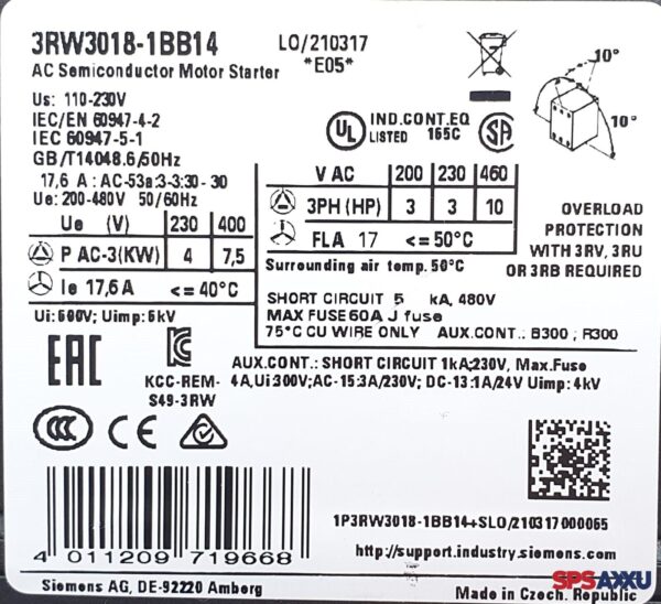 SIEMENS  Sirius  Sanftstarter  Softstarter   3RW3018-1BB14  E:5 – Bild 6
