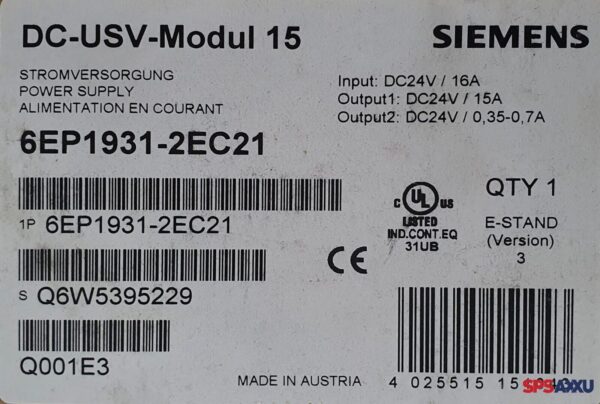 SIEMENS Sitop DC-USV Modul 15  6EP1 931-2EC21   6EP1931-2EC21   E:3 – Bild 4