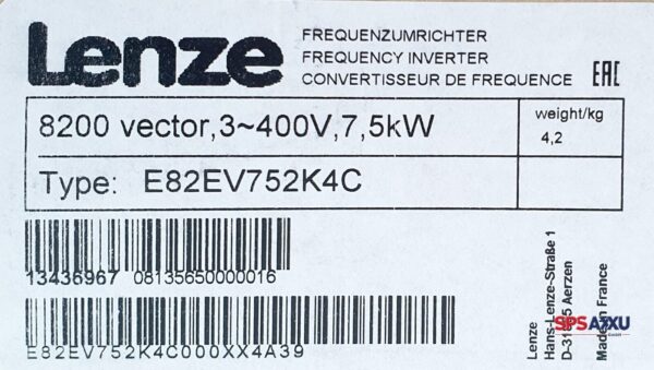 Lenze 8200 Vector  Frequenzumricter   E82EV752K4C  E82EV752_4C  400V  7,5kW – Bild 3