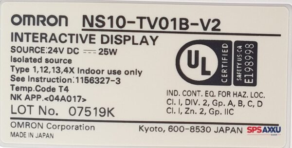 Omron NS10-TV01B-V2  Interactive Display  LOT No. 07519K – Bild 6