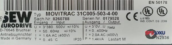 SEW EURODRIVE Inverter 31C005-503-4-00 Movitrac  Frequenzumrichter – Bild 5