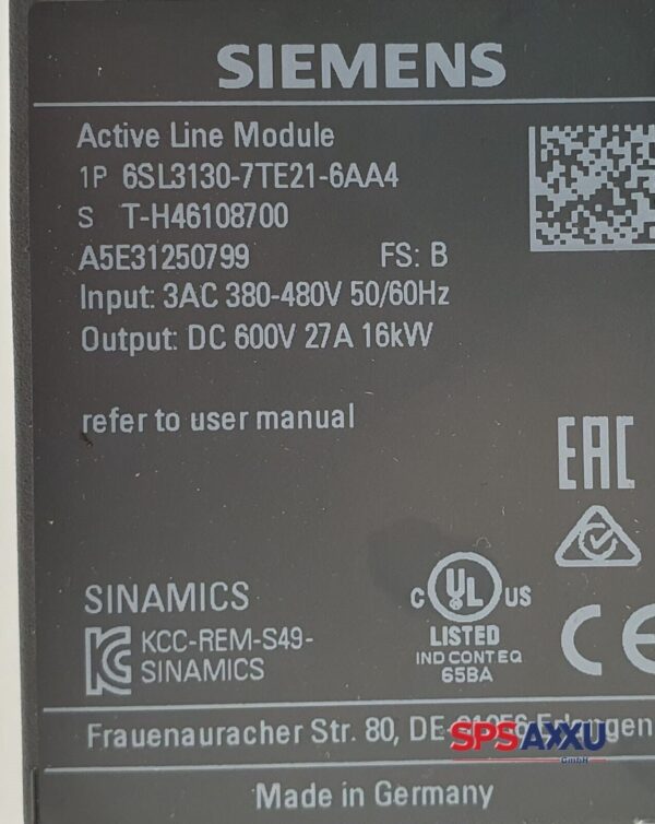 SIEMENS Sinamics Active Line Module 6SL3130-7TE21-6AA4 6SL3 130-7TE21-6AA4 FS:B – Bild 5