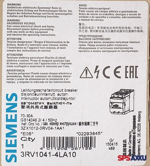 SIEMENS Sirius 3RV1041-4LA10 3RV1 041-4LA10 Leistungsschalter  E05 – Bild 4