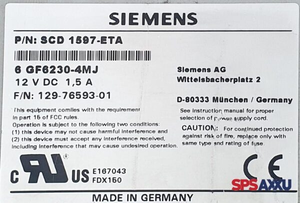 SIEMENS  SCD1597-ETA  Monitor  6GF6230-4MJ   6GF62304MJ  12 V DC – Bild 6