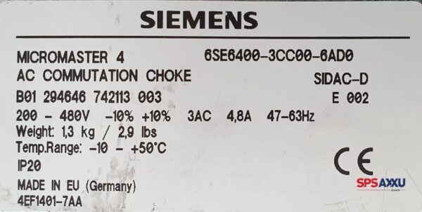 SIEMENS Micromaster 4  Commutation Choke 6SE6400-3CC00-6AD0  6SE6 400-3CC00-6AD0 – Bild 5