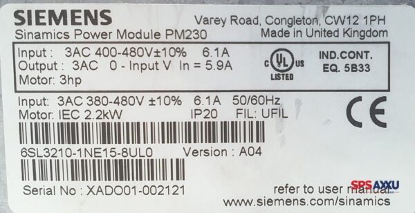 SIEMENS Sinamics  Power Module PM230  6SL3210-1NE15-8UL0  6SL3 210-1NE15-8UL0 – Bild 5